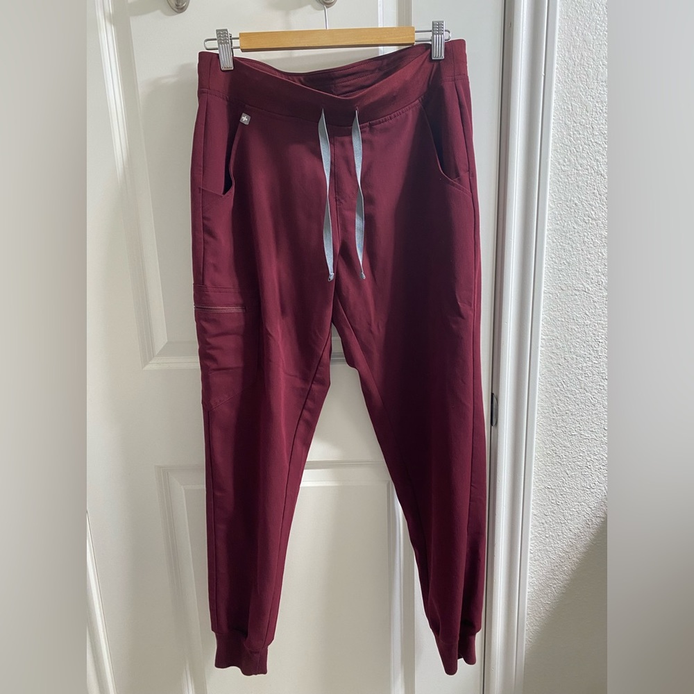 Figs Burgundy scrubs jogger pants